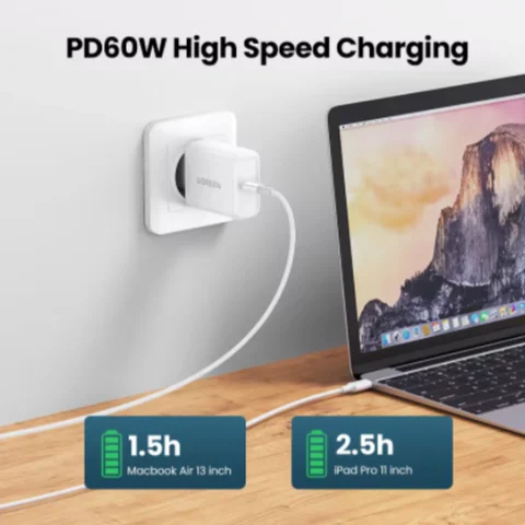 Ugreen PD 60 Вт USB C — USB Type-C Кабель QC4.0 3.0 Кабель для быстрой зарядки данных для Macbook Samsung S20 S9 Кабель USB C для iPhone 15