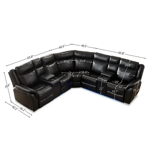 

Power Reclining Sofa with LED strip