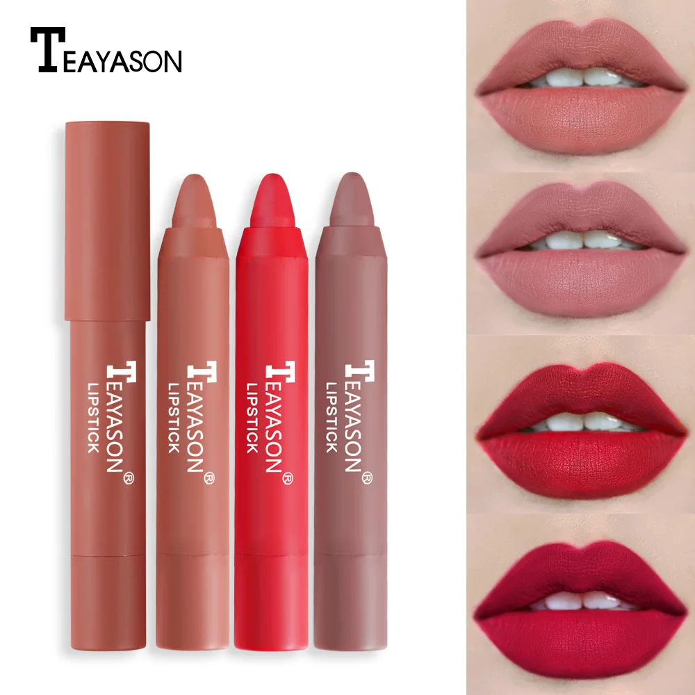 

TEAYASON 12 Colors Non-stick Lipsticks Waterproof Sexy Red Lip Gloss Lipstick Pencil Makeup Cosmetics For Women