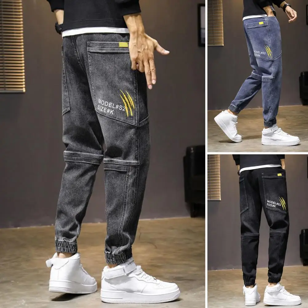 

Spring Summer Baggy Men's Cargo Jeans Fashion Harlan Cotton Streetwear Harajuku Pants Joggers Elastic Waist Trousers Male M-4XL