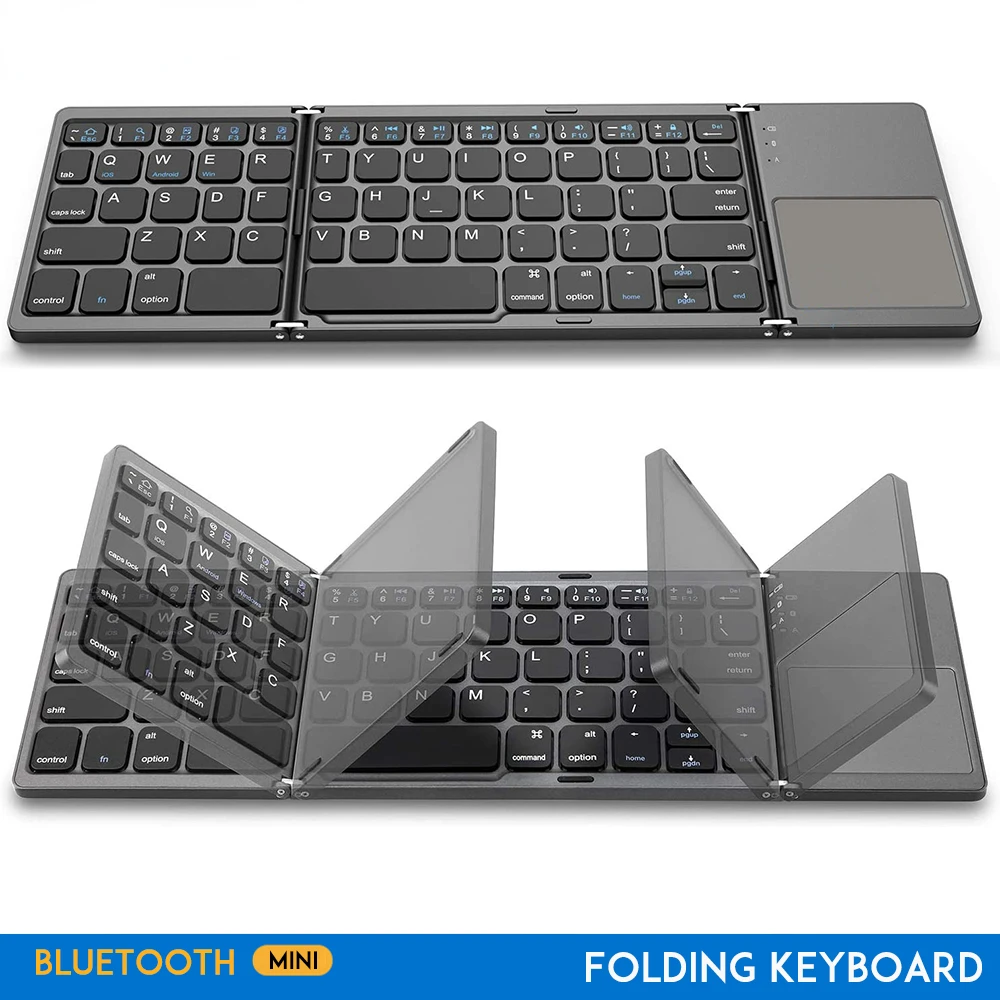 

Mini Folding Keyboard Touchpad Bluetooth-compatible KOMODO Foldable Wireless Keypad for Windows Android Ios Tablet ipad Phon