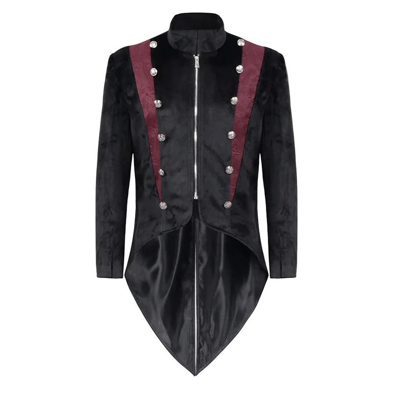 

Black Jacquard Steampunk Gothic Victorian Jacket Men Vintage Tailcoat Medieval Renaissance Frock Coat Uniform Halloween Costume