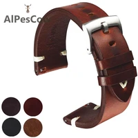 oil wax leather watch straps 18 19 20 21mm 22mm quick release cowhide watch belt handmade black brown leather watchbands