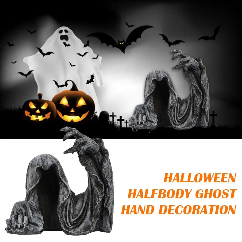 

1pcs Halloween Half-body Horror Ghost Hand Synthetic Thriller Clothes House Decoration Cloak Decoration Creative Resin Town N2G0