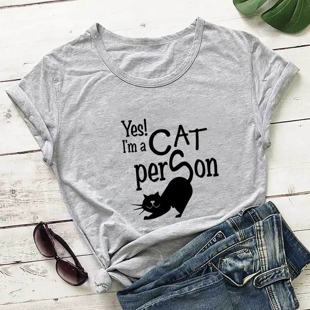

I'm A Cat Person Cat Lovers Shirt Cat Mom Tee Women 100%Cotton Tshirt Unisex Funny Summer Casual Short Sleeve Top Pet Lover Gift
