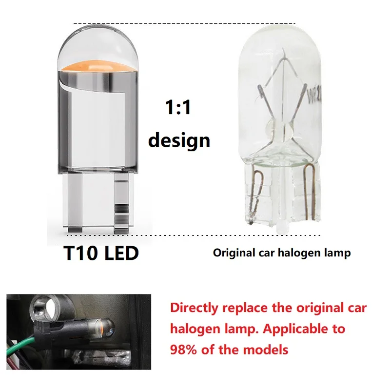 Фото 4 шт. 2022 Новый T10 W5W WY5W 168 501 COB светодиодный автомобильный клиновидный парковочный фонарь Боковая дверь лампа приборная лампа светильник номерного знака автомобиля №3