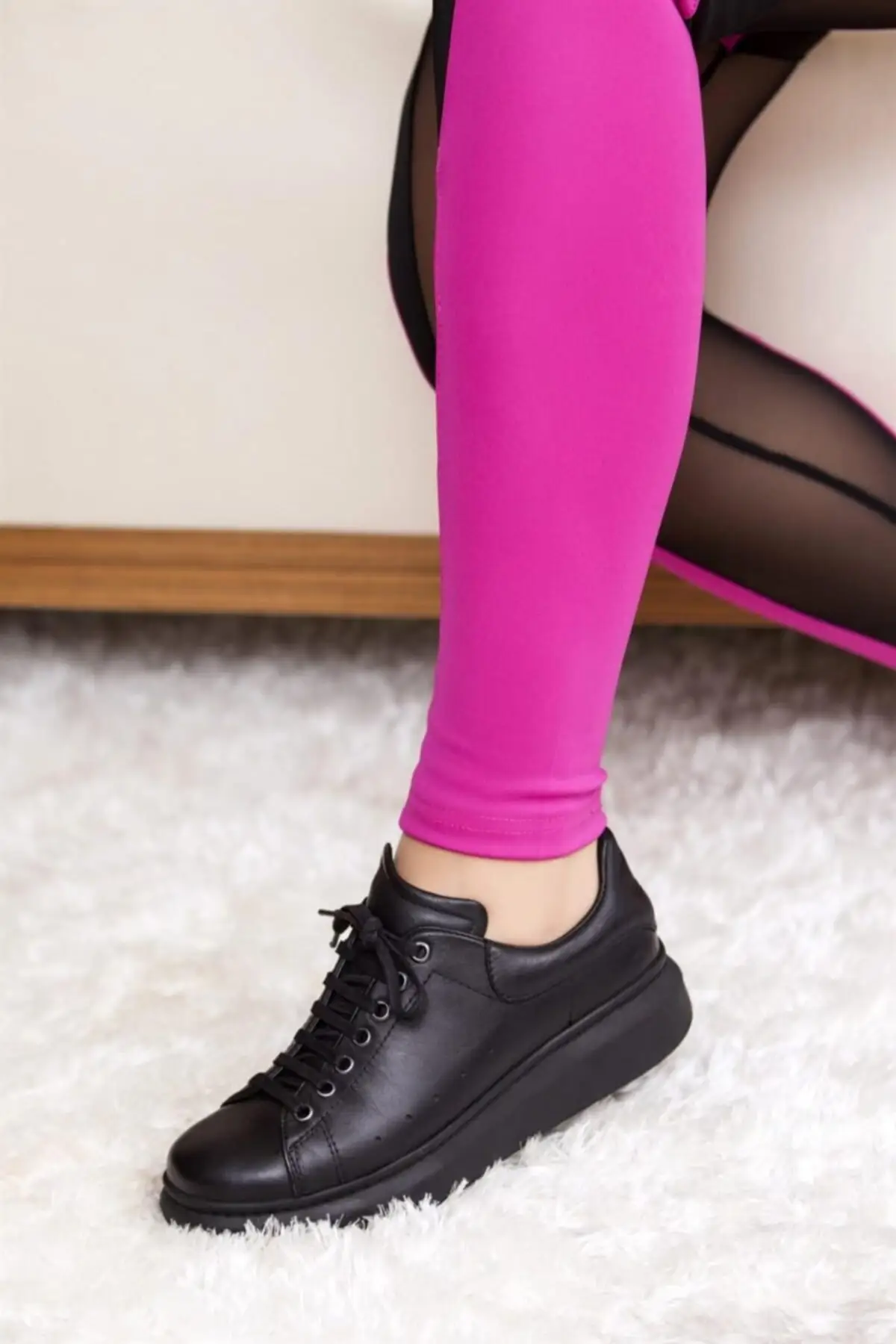 

Women Vulcanized Shoes Genuine leather black black women leather sneaker trc- Running Shoe Ladies Sneakers Casual Sport Shoes