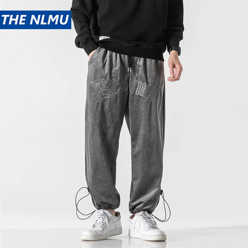 

Винтажные прямые брюки кешью, мужские широкие спортивные брюки с вышивкой букв, джоггеры, брюки в стиле Харадзюку, спортивные штаны