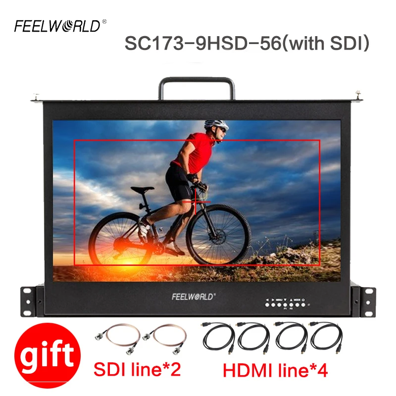 Монитор Feelworld 17 3 дюйма 1RU выдвижной с креплением на стойку Full HD 1920x1080 фотография