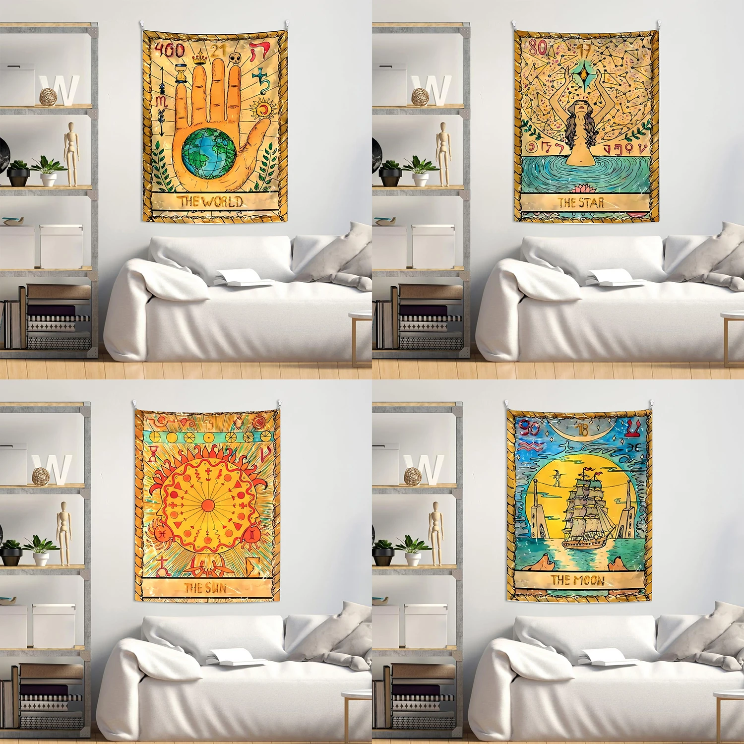 Загадочный средневековый гобелен Таро 75x100 см смешивающий материал для дома