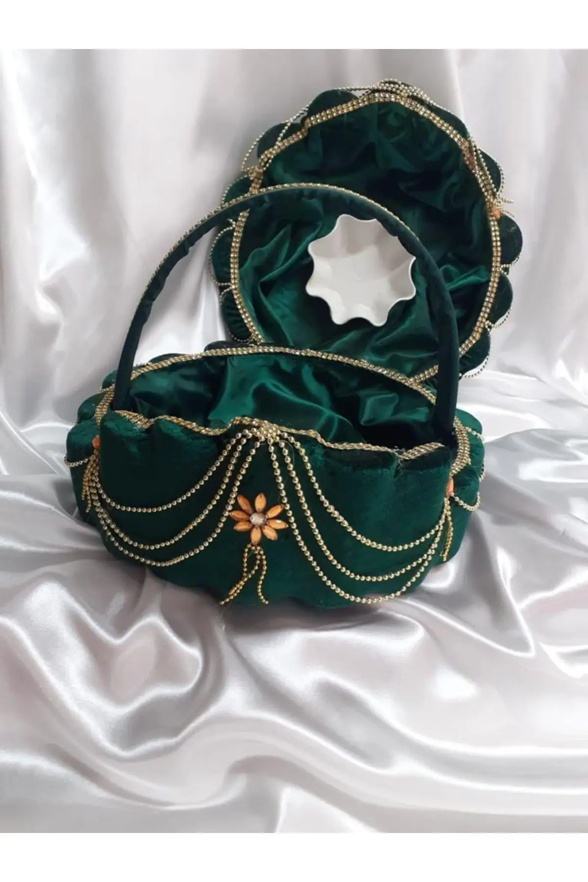 

Bridal Accessories Green Luxury Sequin Basket Wedding Handmade For Bride And Bridesmaids