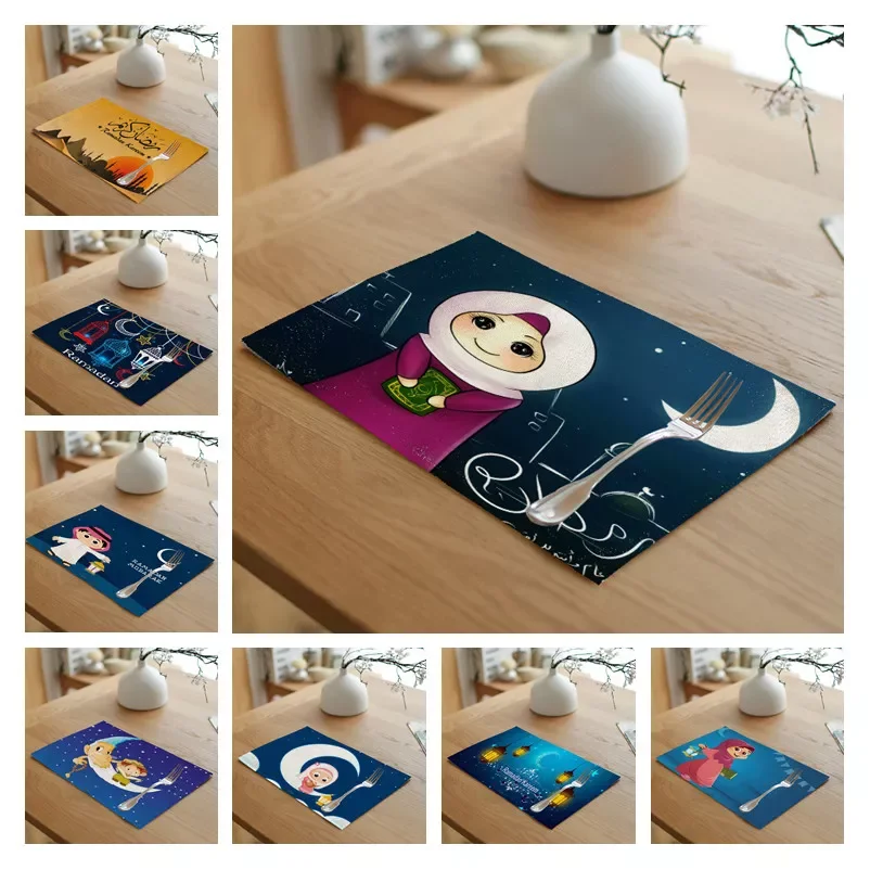 

Muslim Ramadan Decoration for Home EID Linen Placemat Eid Mubarak Decoration Muslim Mosque Decorative Supplies Baby Shower Decor