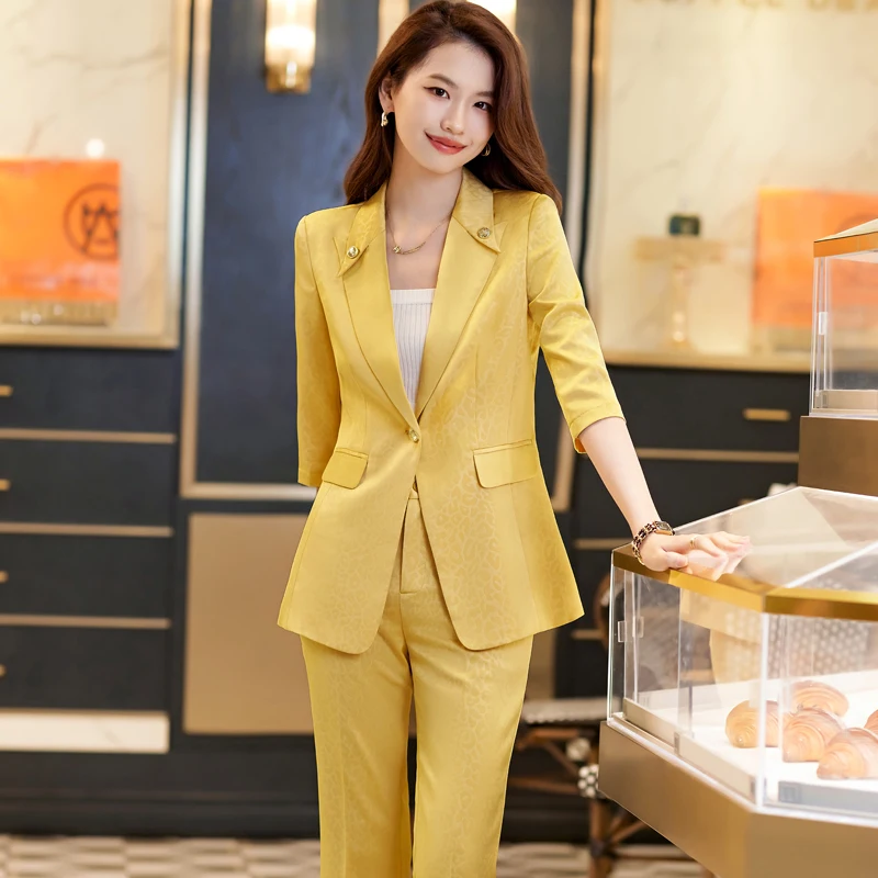Superior Quality  Spring Formal Ladies Fashion Blazer Women Business Suits with Sets Work Wear Office Casual  Pants Jacket  Suit