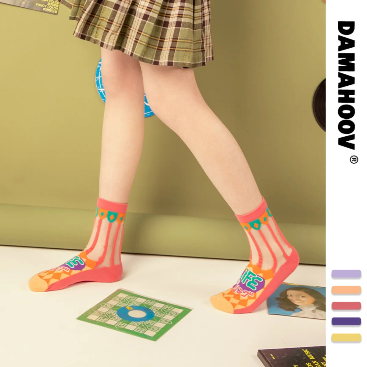 

2023 Summer Spring Fashion Personality New Cotton Showa Japanese Department Children's Fun Cute Cartoon Comfortable Socks Female