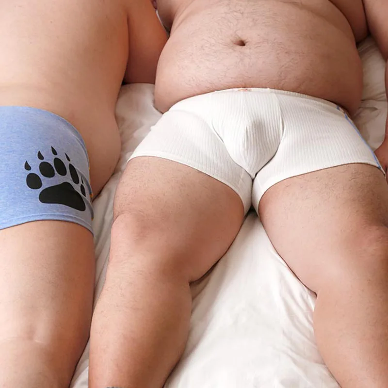 Limited Edition 4PCS/LOT Bear Claw Men's Plus Size Boxers, Bear Paw Underwear For Gay Bear, Blue/Black/Gray/White M L XL XXL