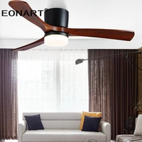 56 inch low floor wooden led dc ceiling fan with lamp with remote control modern indoor solid wood roof decorate fans for home