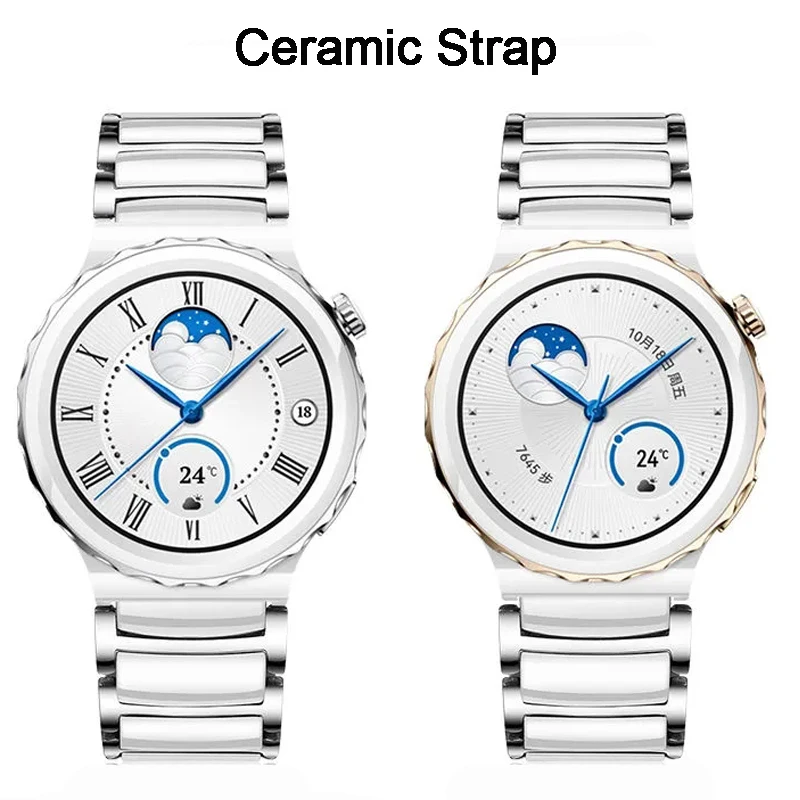 20mm 22mm Ceramic Strap For Huawei Watch GT 3 Pro,White Ceramic Watchband For Huawei Watch GT3 GT 2 Pro GT2e GT Runner Wristband