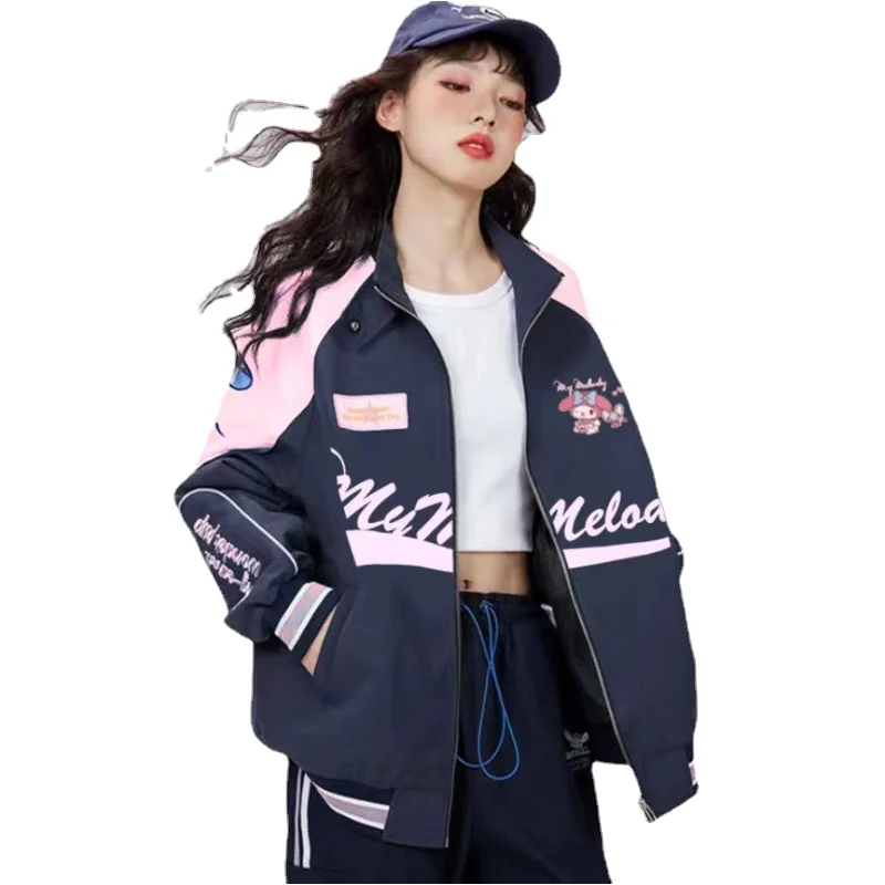 

Anime Sanrio My Melody Cinnamoroll Biker Punching Cartoon Female Winter Loose Jacket Warm Windproof Jacket Clothe Birthday Gift