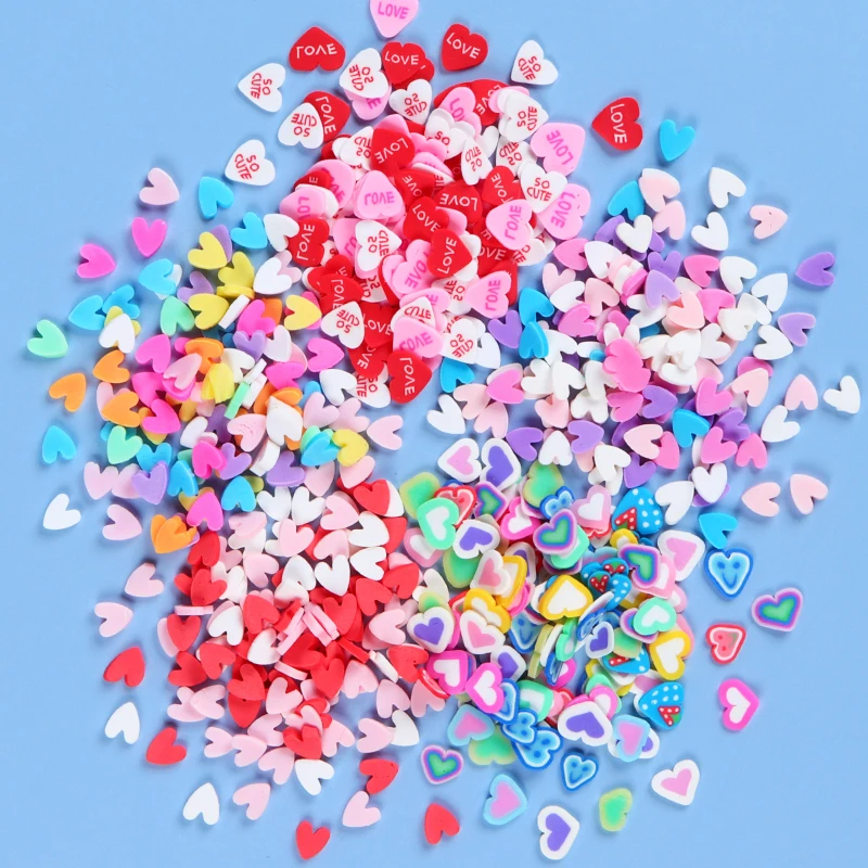 

10g UV Epoxy Resin Filling Love Hearts Polymer Clay Slices Slime Filler Valentines Day Gift DIY Accessories Letters Heart Flakes