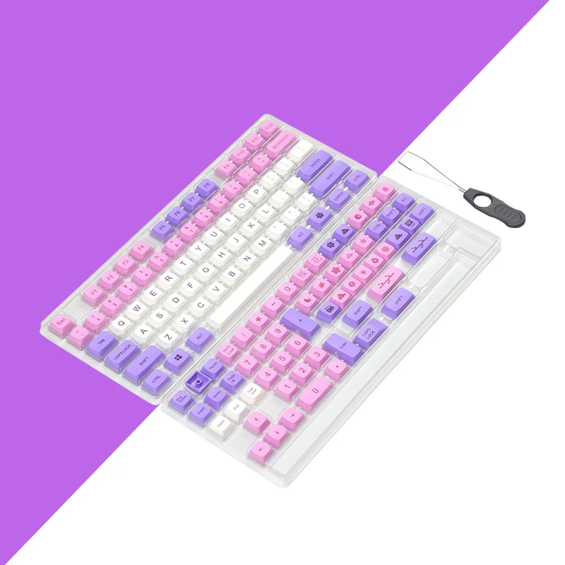 

Chosfox Hana Sakura Keycaps For Mechanical Keyboard XDA Profile Dye-sub PBT Material 132Keys/Set