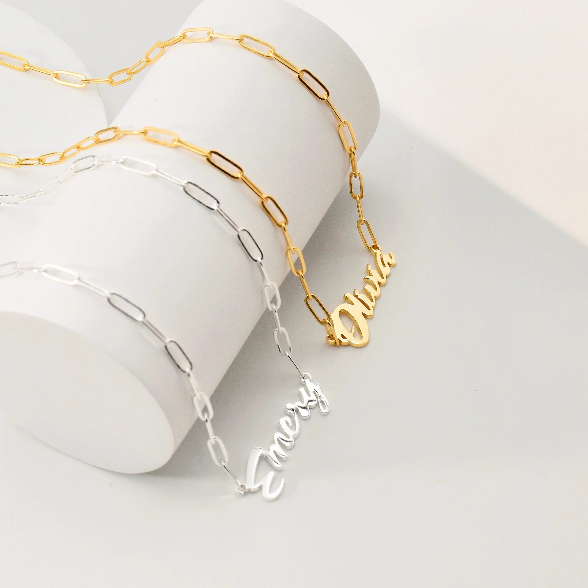 Изысканный Зажим для бумаги на заказ цепочка с именем ожерелье буква