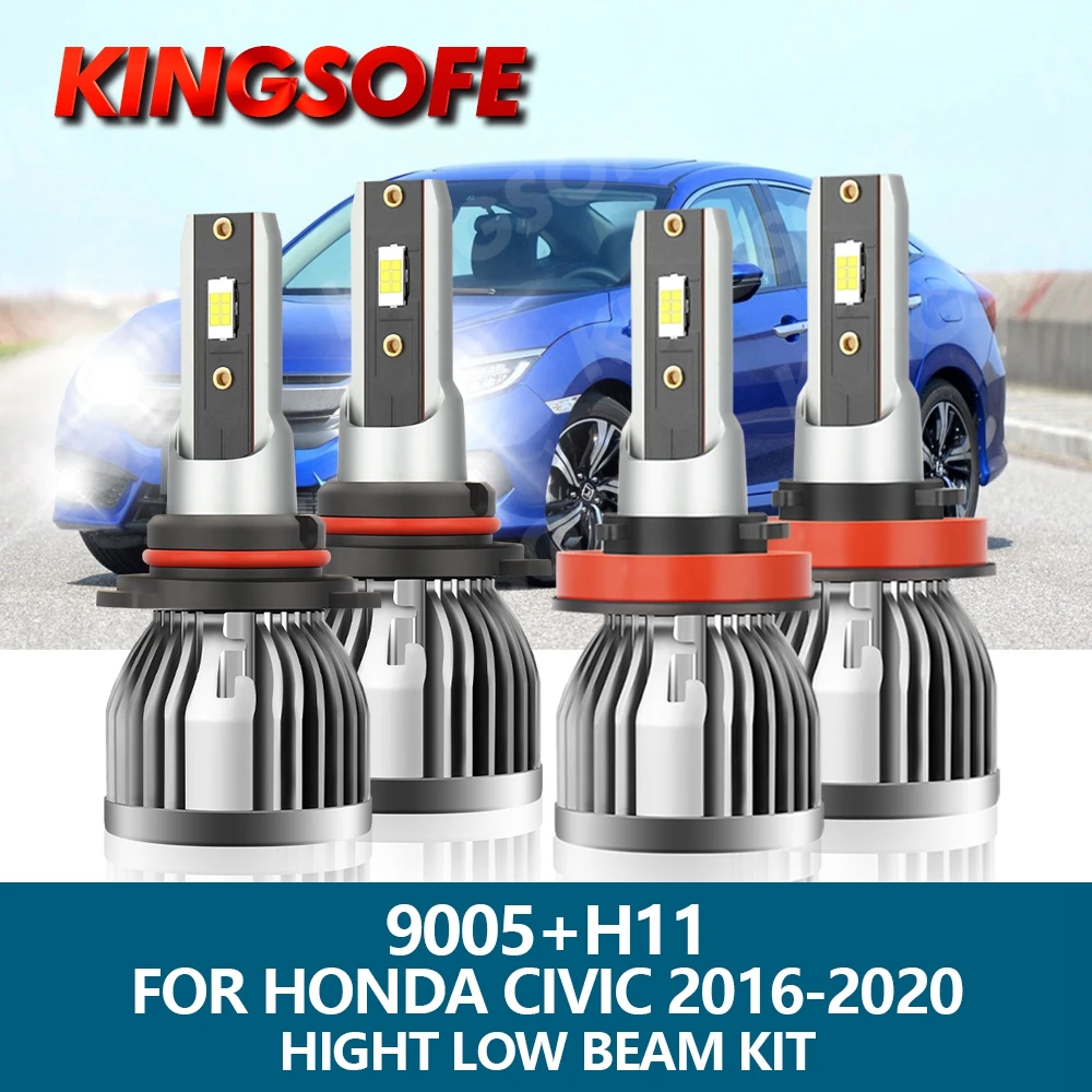 

KINGSOFE HB3 H11 светильник фары 9005 светодиодсветильник фары 26000Lm 110W 6000K CSP чип комплект фар дальнего и ближнего света для Honda Civic 2016-2020