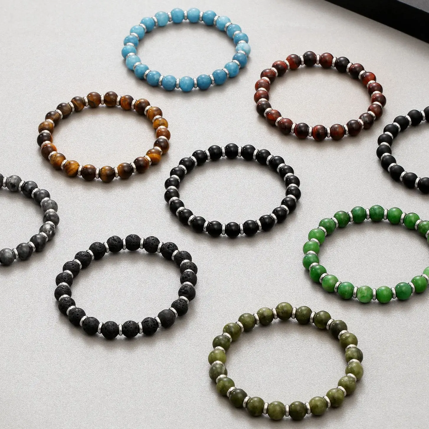 Браслет с бусинами из натурального камня для женщин и мужчин эластичный браслет