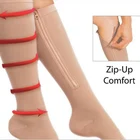 Функциональные Компрессионные носки на молнии для сжигания жира, закрывающие вены, тонкие Медицинские носки с открытым носком, спортивные носки до бедра