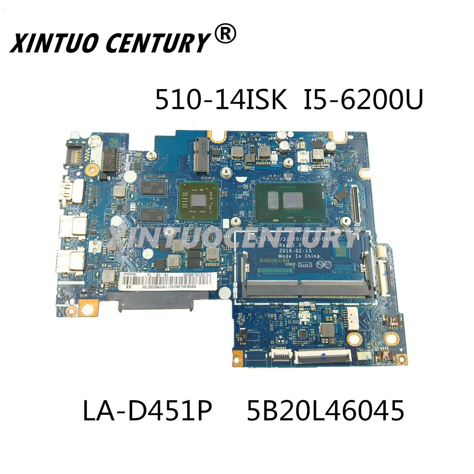 

LA-D451P For Lenovo Yoga 510-14ISK Laptop motherboard Flex 4-1470 Mainboard FRU 5B20L46008 5B20L46045 I5-6200 CPU 100% test