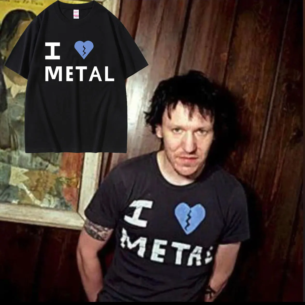 Футболка мужская оверсайз в стиле кэжуал из хлопка с надписью I Love