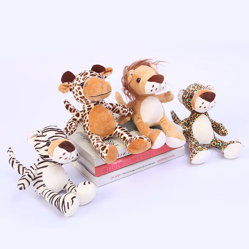 

25cm Cute Stuffed Animals Plush Toy Elephant Giraffe Raccoon Fox Lion Tiger Monkey Dog Plush Animal Soft Toys For Children Gifts