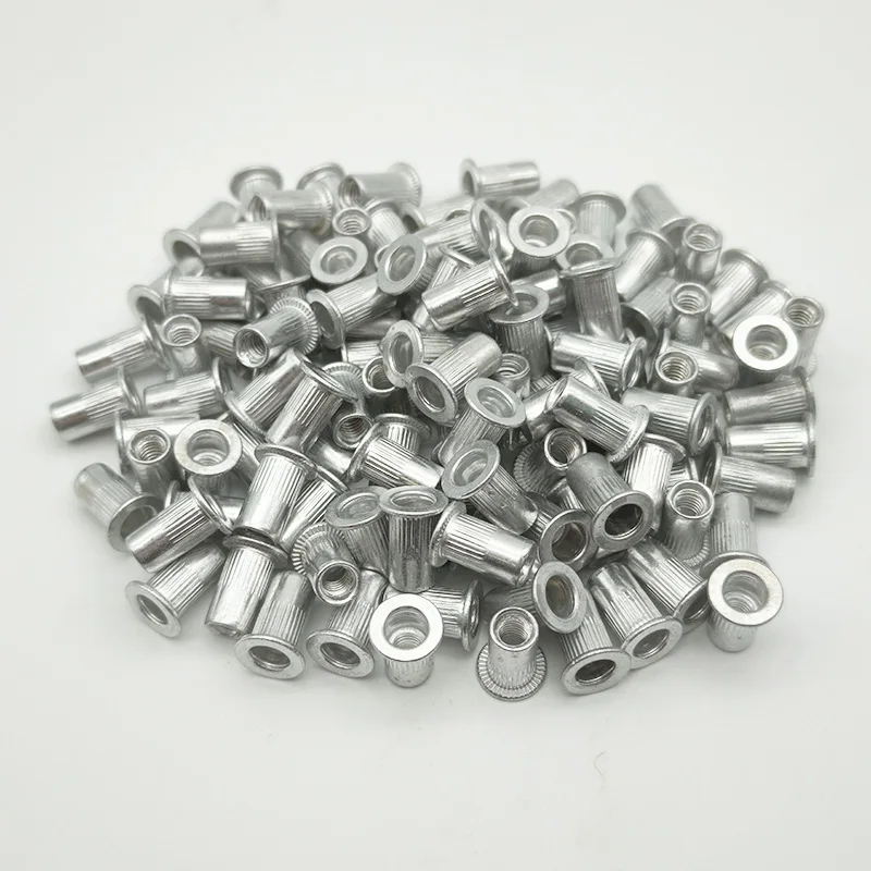 

100 шт., алюминиевые заклепки, гайки M3, M4, M5, M6, M8, плоские гайки с резьбовой вставкой, набор гаек Nutsert, метрические наборы заклепок
