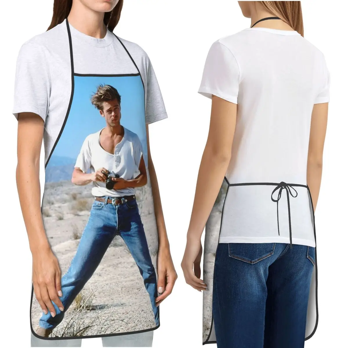 Фото Фартук-нагрудник Brad Pitt Young Handsome Aprons для шеф-поваров, готовки, уборки на кухне, для женщин и мужчин, для садоводства №2