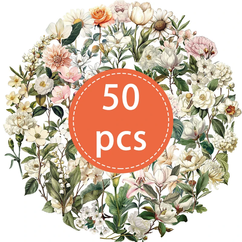 

50 шт. Прозрачные цветочные наклейки для скрапбукинга