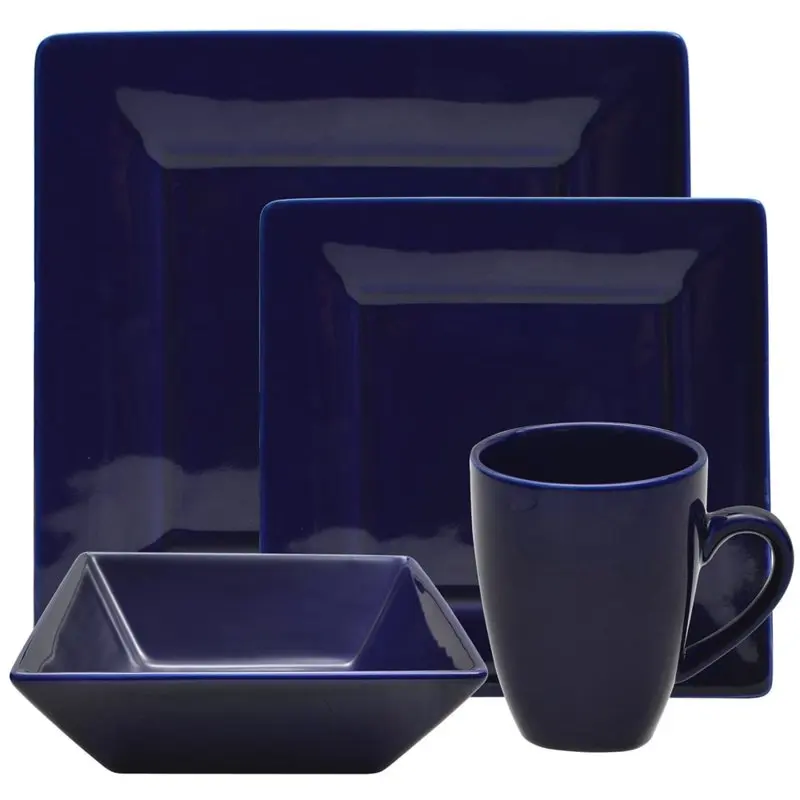 

Nova Square 16-Piece Stoneware Dinnerware Set, Cobalt