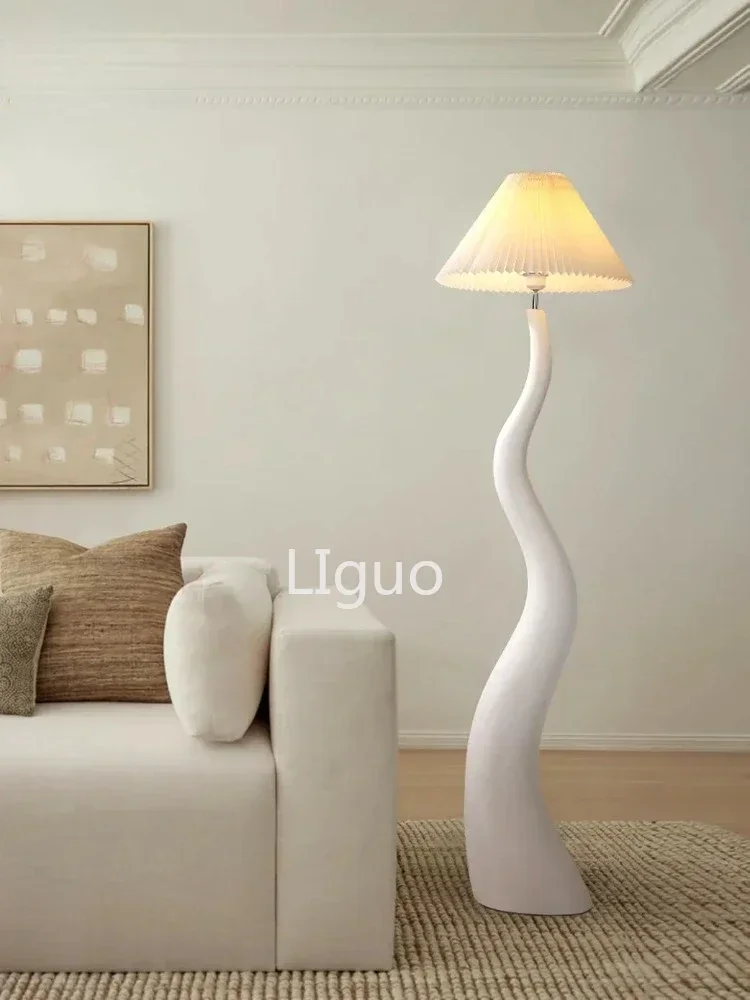 Дизайнерская Напольная Лампа из кремовой смолы вертикальная лампа E27 для
