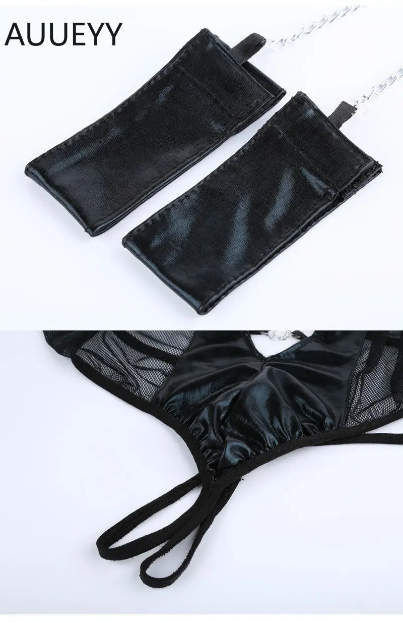 Сексуальное Бандажное белье с наручниками женское кружевное платье эротический