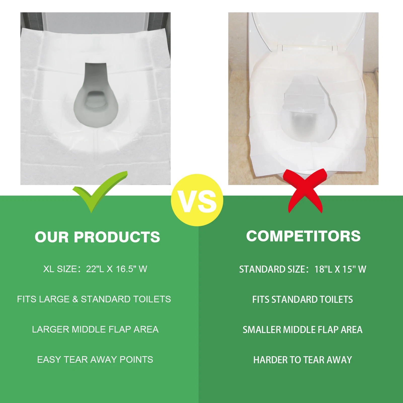 50 Pack Toilet Seat Covers Paper Flushable,Travel Disposable Flushable Paper Toilet Seat Covers  Adults and Kids Potty Training