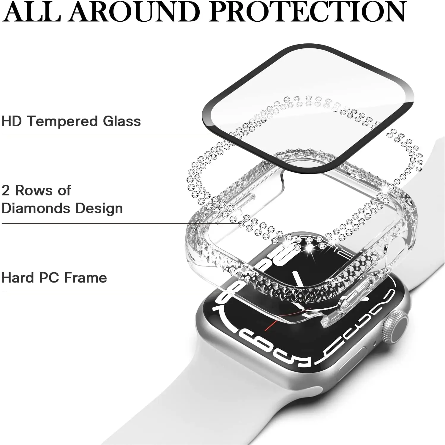Чехол-бампер с алмазами защитный чехол для Apple Watch серии 7 6 SE 5 4 3 38 мм 42 Iwatch 45 41 40 44 |