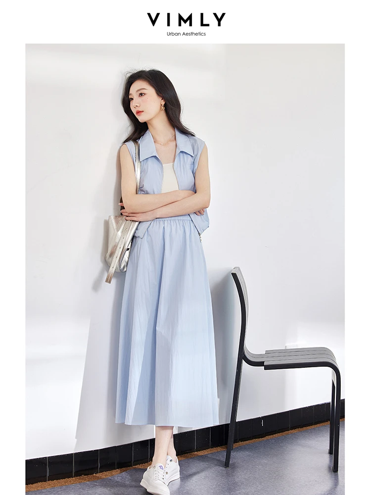 Костюм с юбкой VIMLY Женский повседневный жилет без рукавов лацканами и прямая юбка