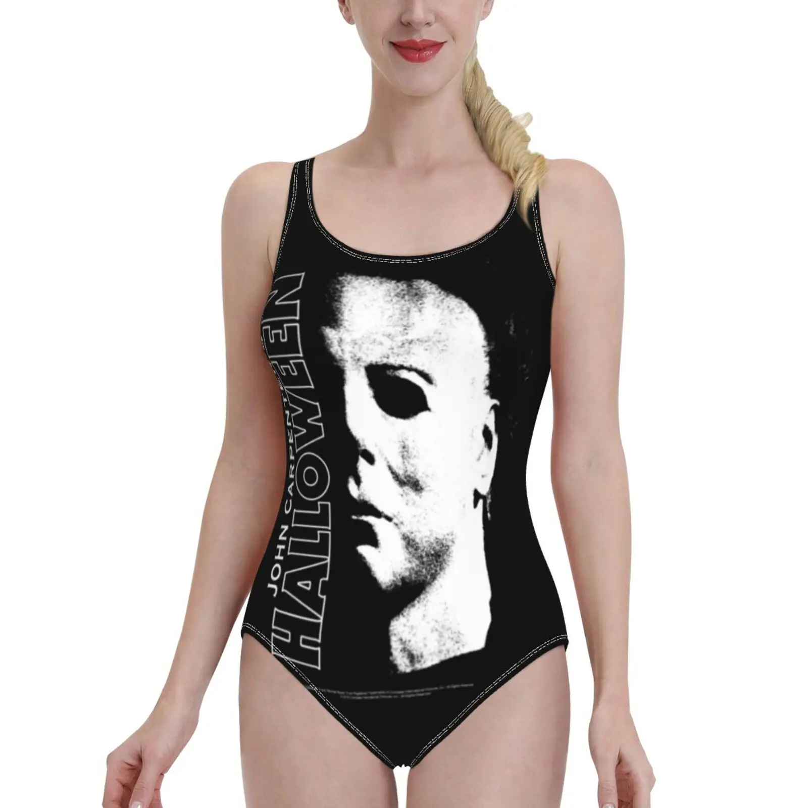

Halloween Michael Myers Large Face One-Piece Swimsuit Women Sexy Monokini Bathing Suits New Girl Beach Swimwear Halloween
