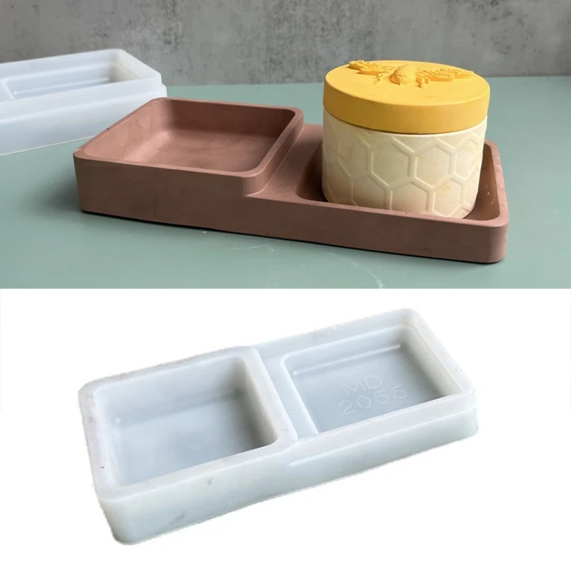 

Silicone Resin Molds Double Square Storage Tray Mould Suitable for Jewelry Holders Coasters Fruit Candy Storage Tray 124A