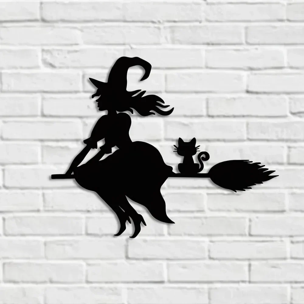 1 шт. потрясающий металлический настенный декор с черной ведьмой — изящная