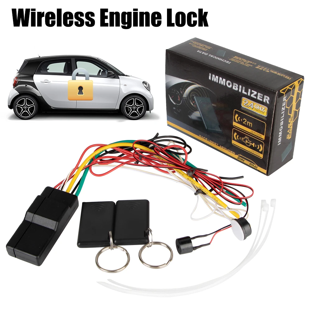 

2.4GHz Wireless Engine Lock Immobilizer Intelligent Circuit Cut Off Smart RFID Key Anti-Hijacking Unlock Device Car Alarm System