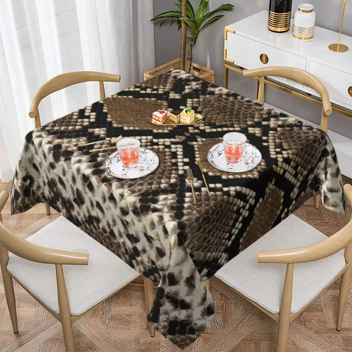 

Snakeskin Scale Tablecloth Faux Python Print Printed Protector Table Cover Polyester Kitchen Wholesale Retro Table Cloth
