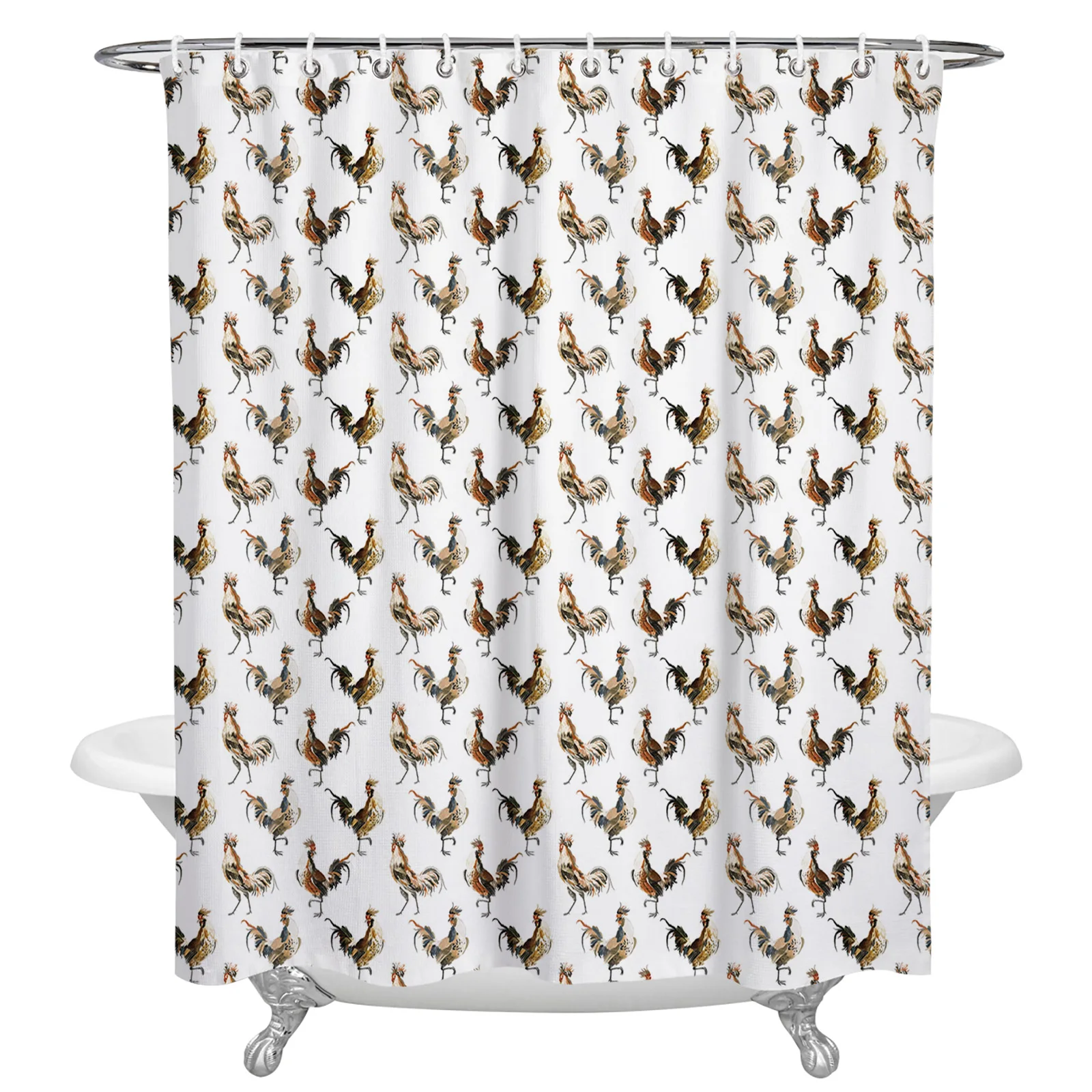 

Водонепроницаемая занавеска для душа, занавеска из полиэстера для ванной комнаты в стиле ретро, с изображением животных из фермы, курицы, с ...