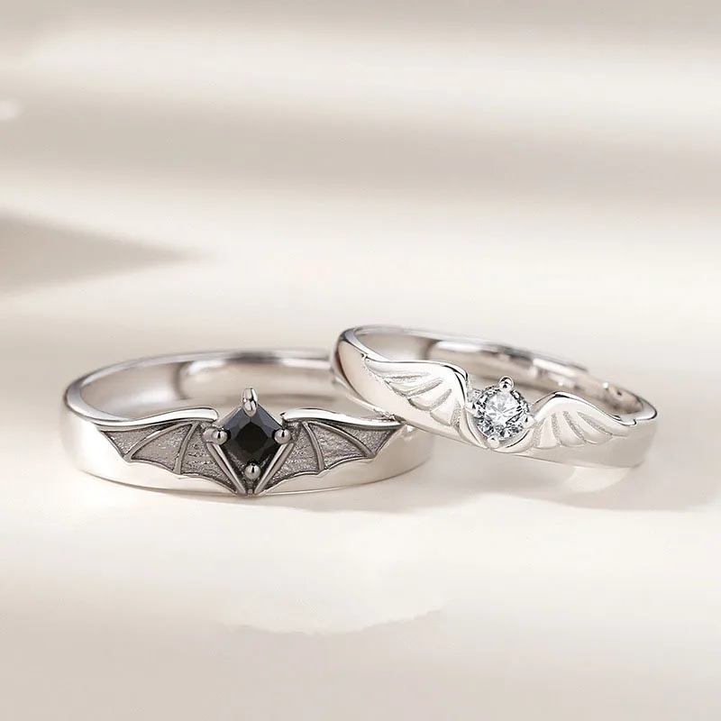 

Модные парные кольца с ангелом и демоном, дизайнерское креативное индивидуальное регулируемое кольцо с крылом для женщин и мужчин, ювелирн...
