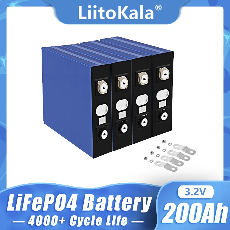

LiitoKala 3.2V 200Ah LiFePO4 lithium battery 3.2v 3C Lithium iron phosphate battery for 4S 12V 24V battery Yacht solar RV