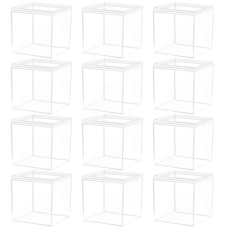 

12pcs Square Cube Display Case 8.5cm Collectibles Storage Showcase Candy Box