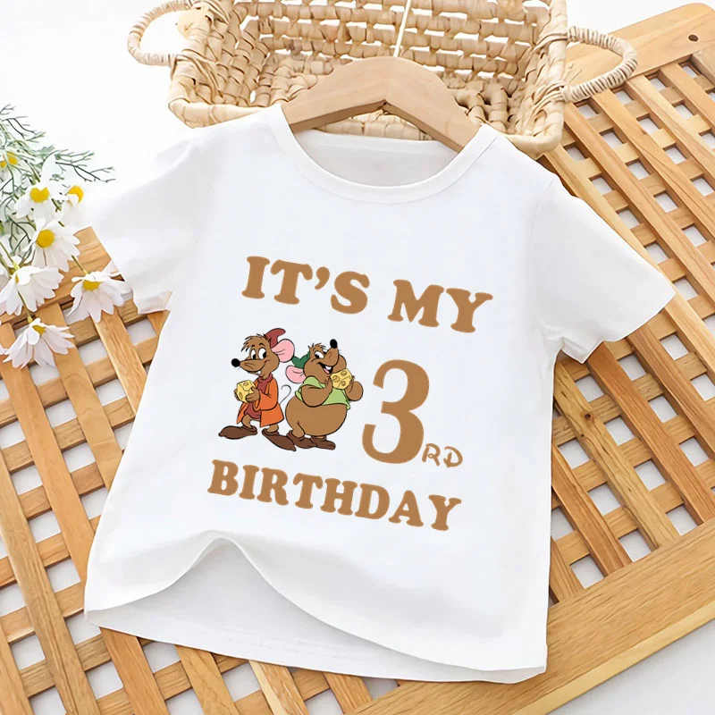 Милая детская футболка с принтом Jaq and Gus Mouse It's My 1 2 3 4 5 6 7 8 9 лет Одежда для дня